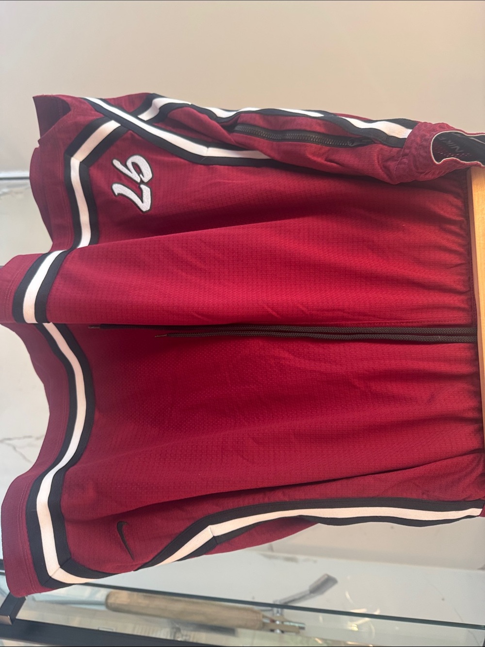 Nike Burgundy Basketball Shorts with Black & White Trim